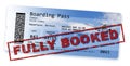 Fully booked concept - Flight cancelled concept with flight ticket and text stamp