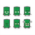 Fully charge battery cartoon character with various angry expressions