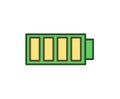 Fully charged battery icon. Line colored vector illustration. Isolated on white background