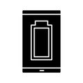 Fully charged smartphone battery glyph icon