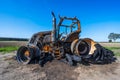 Fully destroyed burnt down tractor Royalty Free Stock Photo