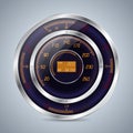 Fully digital speedometer rev counter in orange purple