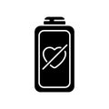 Fully discharged battery black glyph icon