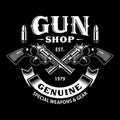 Gun Shop Emblem With Crossed Guns On Black