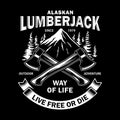 Lumberjack Emblem With Crossed Axes On Black