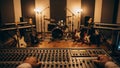 Professional Recording Studio Setup with Instruments and Mixing Console Royalty Free Stock Photo