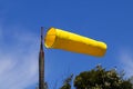 Fully Erect Bright Yellow Wind Indication Sock Royalty Free Stock Photo
