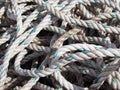 Image of old grey coiled nylon marine or fishing rope Royalty Free Stock Photo