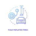 Fully inflated tire blue concept icon Royalty Free Stock Photo