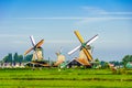 Fully operational historic Dutch Windmills Royalty Free Stock Photo