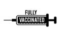 Fully vaccinated concept. Flat style sticker label card design template