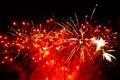 Fulminate, colorful, luminous, real  firework at night Royalty Free Stock Photo