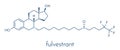 Fulvestrant cancer drug molecule selective estrogen receptor degrader, SERD. Skeletal formula.