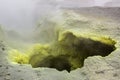 Fumarole activity in crater of Mutnovsky volcano. Royalty Free Stock Photo