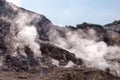 Fumarole and crater walls inside active vulcano Solfatara Royalty Free Stock Photo