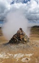 Fumarole engaging vapor and smoke in Hverarond hydrothermal site in Northern Island Royalty Free Stock Photo