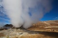 Fumarole Field in Namafjall Geothermal Area, Hverir, Iceland Royalty Free Stock Photo