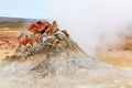 Fumarole in the geothermal area Hverir , Iceland Royalty Free Stock Photo