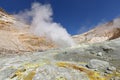 Fumarole, geothermal field in crater active volcano of Kamchatka