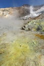 Fumarole, geothermal field in crater active volcano of Kamchatka