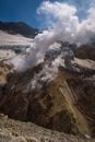 Fumaroles inside the Mutnovsky Volcano crater Royalty Free Stock Photo