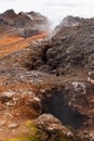 Fumaroles in lava fields Leirhnjukur volcano, Iceland