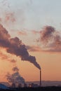 Fume of thermic factories at sunset Royalty Free Stock Photo