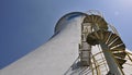 Stack in thermal power plant (cooling tower), chimney stack, fumes stack made of concrete, metal staircase Royalty Free Stock Photo