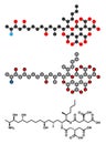 Fumonisin B1 mycotoxin molecule. Fungal toxin produced by some Fusarium molds, often present in corn and other cereals
