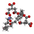 Fumonisin B1 mycotoxin molecule. Fungal toxin produced by some Fusarium molds, often present in corn and other cereals. 3D Royalty Free Stock Photo