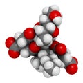 Fumonisin B1 mycotoxin molecule. Fungal toxin produced by some Fusarium molds, often present in corn and other cereals. 3D Royalty Free Stock Photo