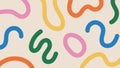 Fun abstract background with multi colored squiggly lines. Doodle design with hand drawn colorful shapes and stripes. Royalty Free Stock Photo