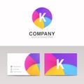Fun abstract colorful logo K letter flat kinds icon sign vector