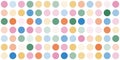 Fun abstract dotted background in rainbow colors. Faded colorful polka dots pattern. Circles confetti on beige Royalty Free Stock Photo