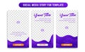 Fun abstract social media story vector template design set pack blue liquid and orange color trendy modern style