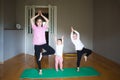 Fun activity for children. sports yoga for beginners online. exercise for balance. three sisters.