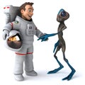 Fun astronaut meeting an alien