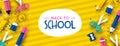 Fun back to school 3d papercut kid supplies banner