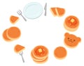 A fun background frame with lots of simple and cute pancakes and dishes.