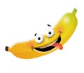 Fun banana cartoon character. Vector illustration, isolated, clip-art on a white background Royalty Free Stock Photo