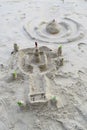 Fun at Beach - Sand Castles at White Sandy Beach - Leisure, Play, and Relaxation Royalty Free Stock Photo