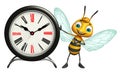 fun Bee cartoon character with clock Royalty Free Stock Photo