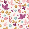 Wild berry seamless pattern. Fun berries fabric background.