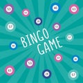 Fun bingo banner with green blue background and balls