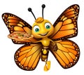 fun Butterfly cartoon character with pizza