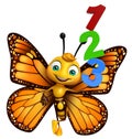 fun Butterfly cartoon character with 123 sign