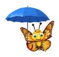 fun Butterfly cartoon character with umbrella