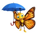 fun Butterfly cartoon character with umbrella