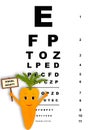 Fun carrot with eye test table. Vector Royalty Free Stock Photo