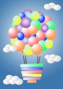 A fun cartoon aerostat made of balloons